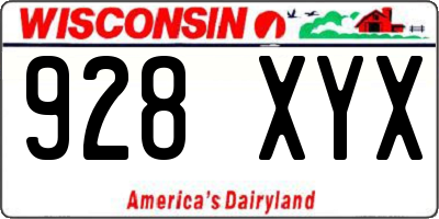 WI license plate 928XYX