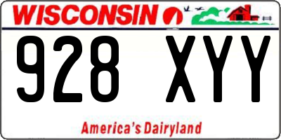 WI license plate 928XYY