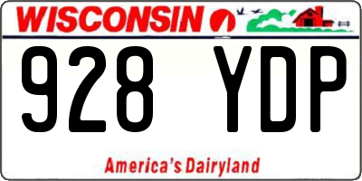 WI license plate 928YDP