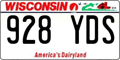 WI license plate 928YDS