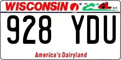 WI license plate 928YDU