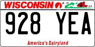 WI license plate 928YEA