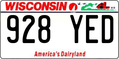 WI license plate 928YED