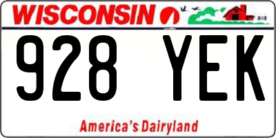 WI license plate 928YEK