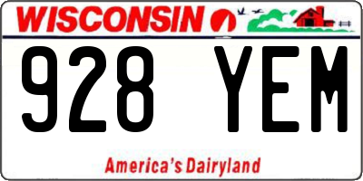 WI license plate 928YEM