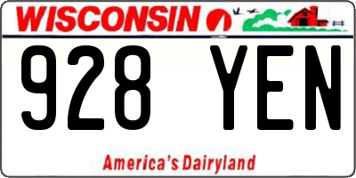 WI license plate 928YEN