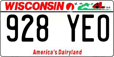 WI license plate 928YEO