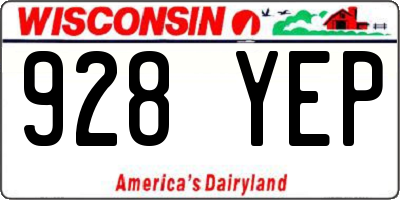 WI license plate 928YEP
