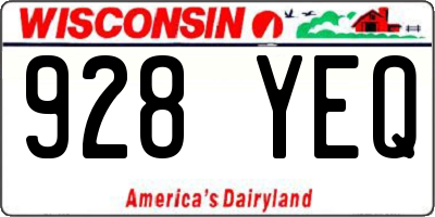 WI license plate 928YEQ