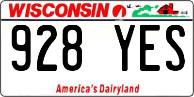 WI license plate 928YES