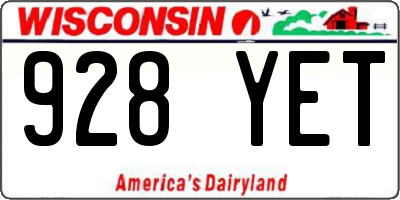 WI license plate 928YET