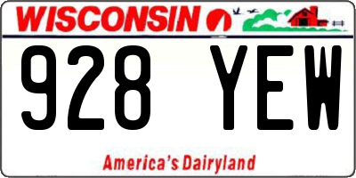 WI license plate 928YEW
