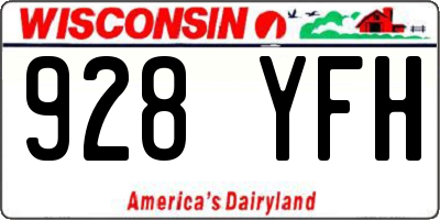 WI license plate 928YFH