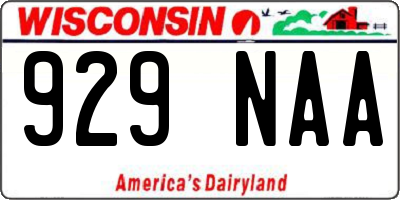 WI license plate 929NAA