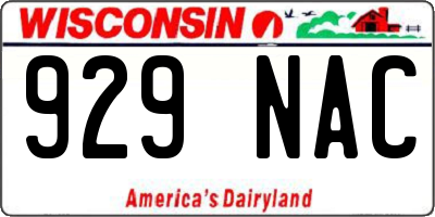 WI license plate 929NAC