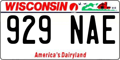 WI license plate 929NAE