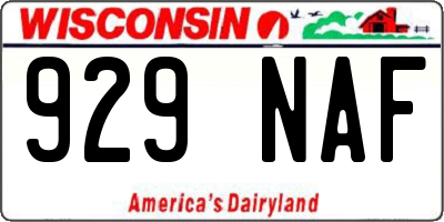 WI license plate 929NAF