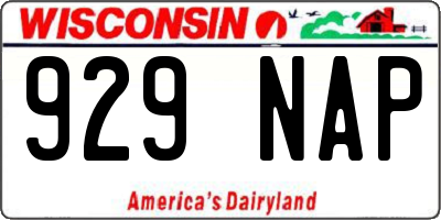 WI license plate 929NAP