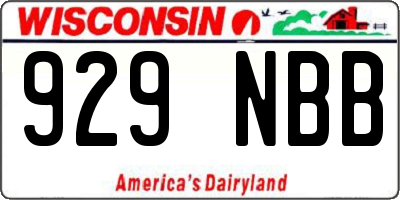 WI license plate 929NBB