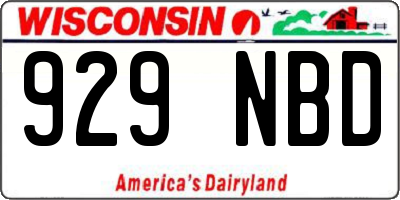 WI license plate 929NBD