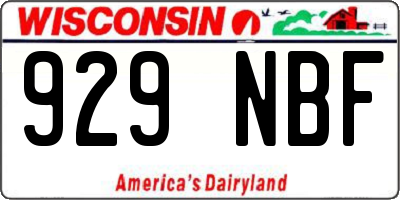 WI license plate 929NBF
