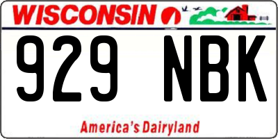 WI license plate 929NBK