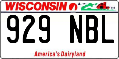 WI license plate 929NBL