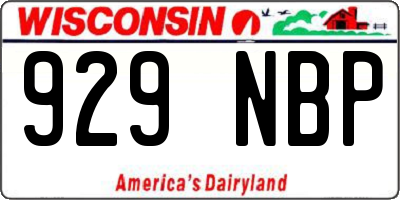 WI license plate 929NBP
