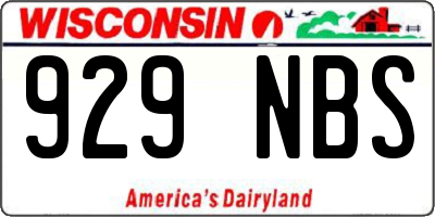 WI license plate 929NBS