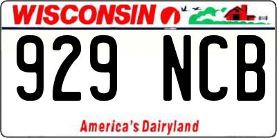 WI license plate 929NCB
