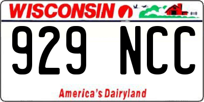 WI license plate 929NCC
