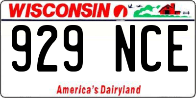 WI license plate 929NCE