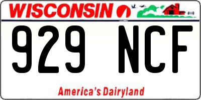 WI license plate 929NCF