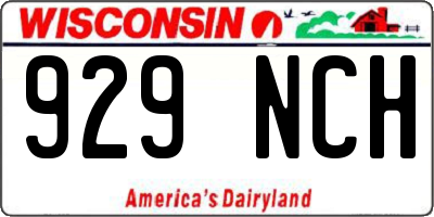 WI license plate 929NCH