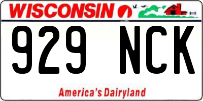 WI license plate 929NCK