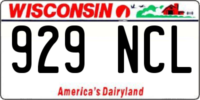 WI license plate 929NCL