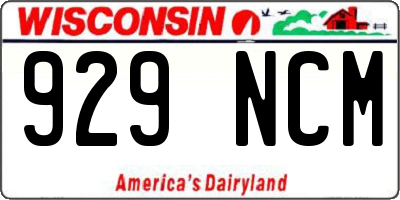WI license plate 929NCM