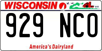 WI license plate 929NCO