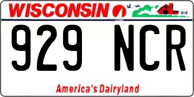 WI license plate 929NCR