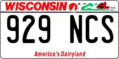 WI license plate 929NCS