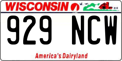 WI license plate 929NCW