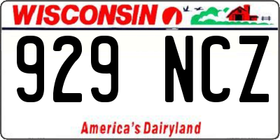 WI license plate 929NCZ