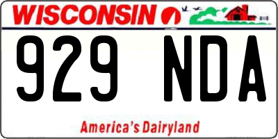 WI license plate 929NDA
