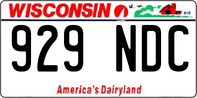 WI license plate 929NDC