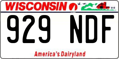 WI license plate 929NDF