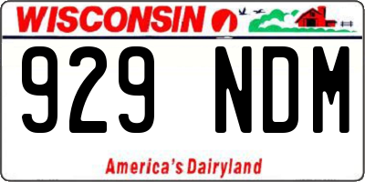 WI license plate 929NDM