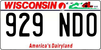 WI license plate 929NDO