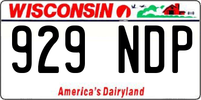 WI license plate 929NDP