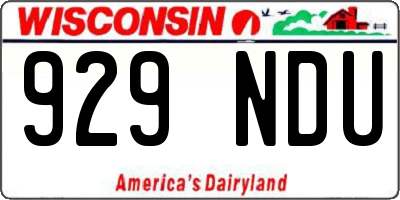 WI license plate 929NDU