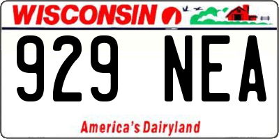WI license plate 929NEA